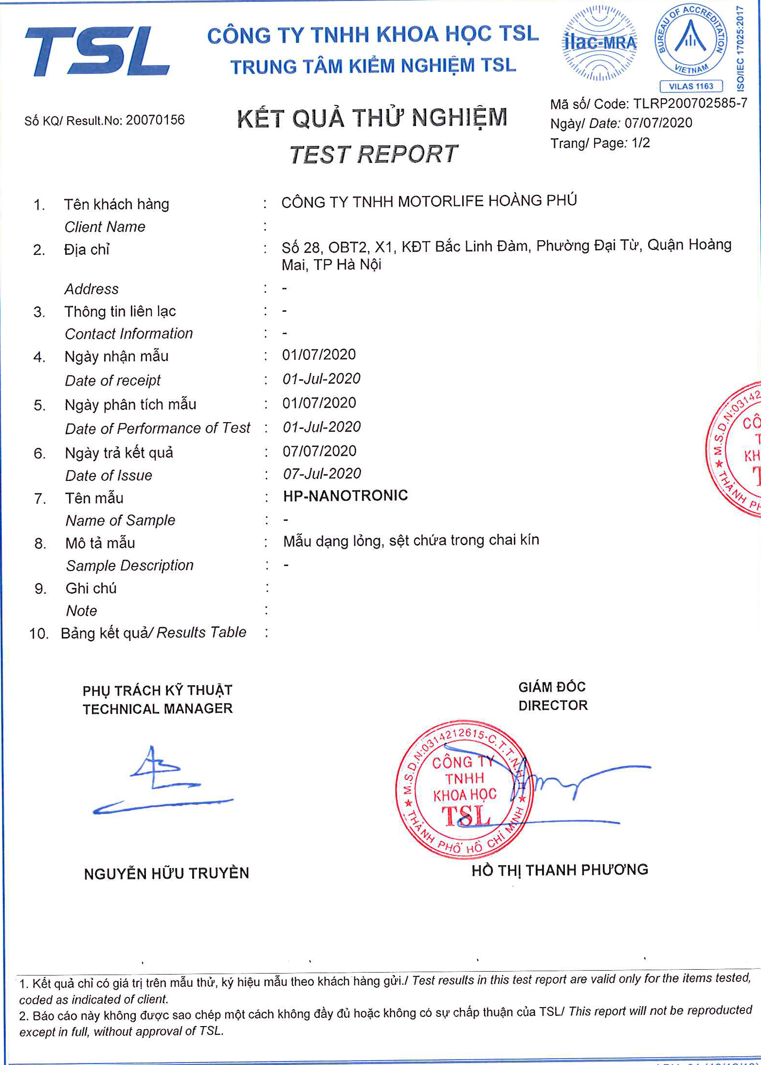 Kiểm định HP NanoTronic