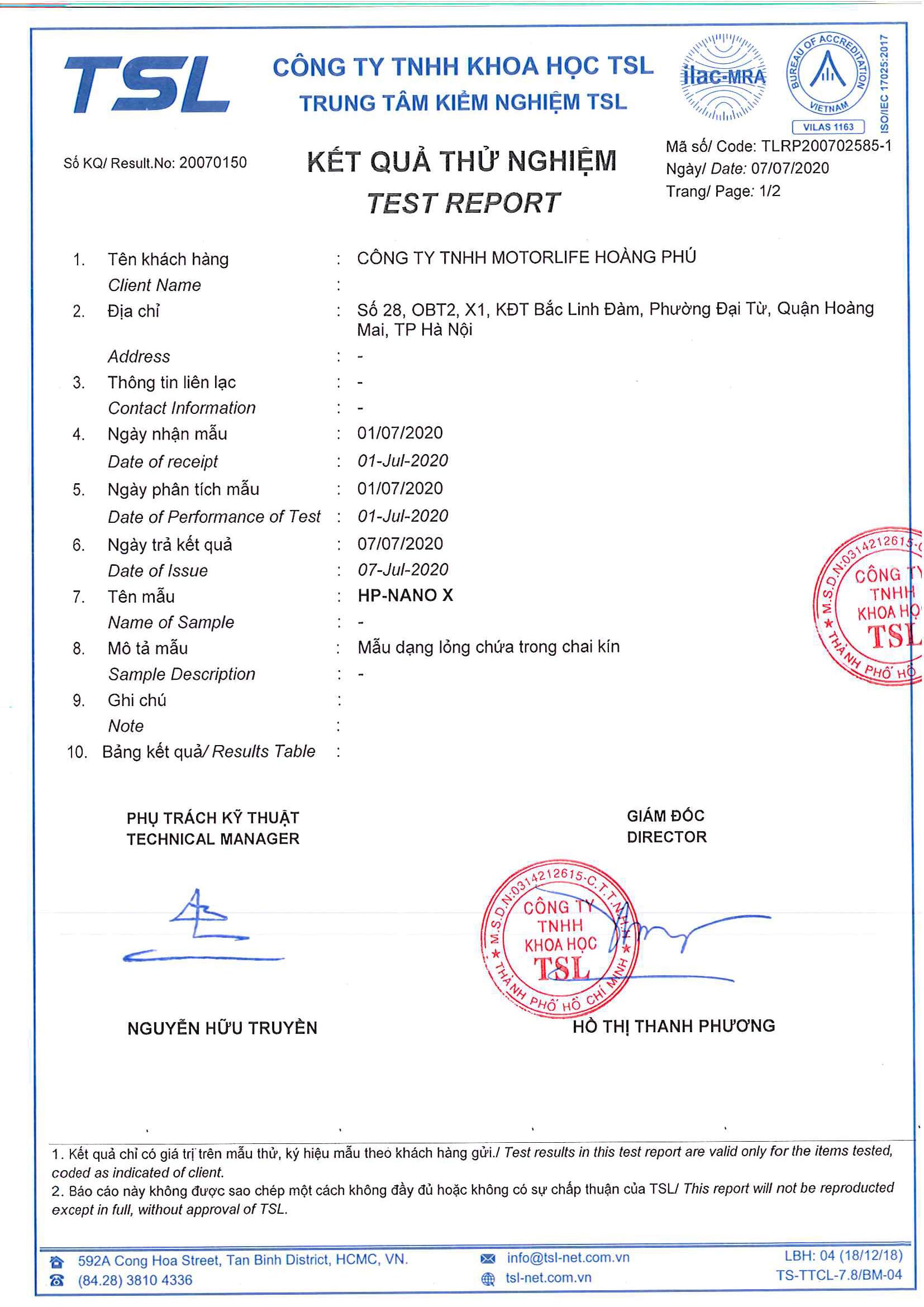 Kiểm định HP NanoX